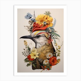 Bird With A Flower Crown Mockingbird 2 Art Print