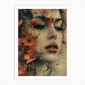 Beautiful Woman With Flowers Art Print