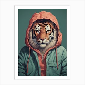 Tiger Illustrations Wearing A Hoodie 2 Art Print