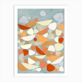 Sea Bed Abstract Orange Cream Peach Sea Foam Green Art Print