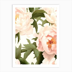 Peonies Seamless Pattern Art Print