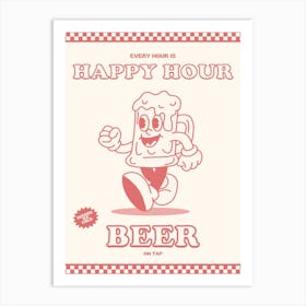 Retro Happy Hour Beer Art Print