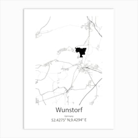 Wunstorf,Germany Minimalist Map Art Print