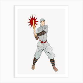 Baseball Player Drawing Illustration, Edward Penfield Art Print