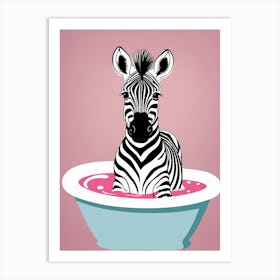 Zebra In A Bath Tub, whimsical animal art, 1106 Art Print