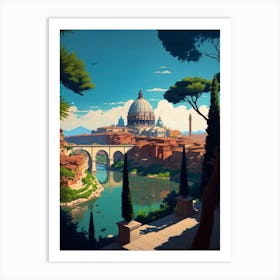 Rome, Tuscany, Italy Travel Poster Vintage Art Print