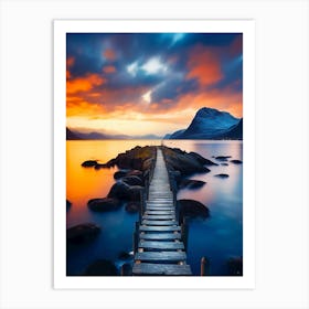 Sunset Over A Wooden Pier 1 Art Print