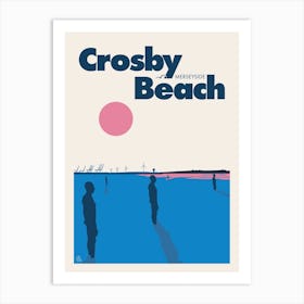 Crosby Beach, Travel Art (Blue) Art Print