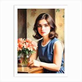 Girl With Flowers 6 Art Print