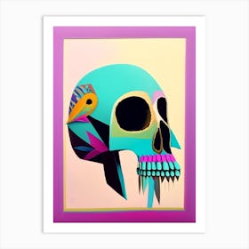 Skull With Bird Motifs Colourful Paul Klee Art Print