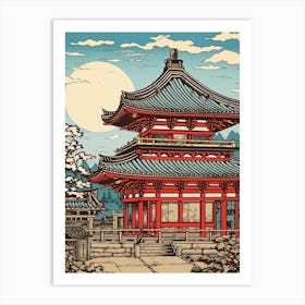 Asakusa Shrine, Japan Vintage Travel Art 4 Art Print