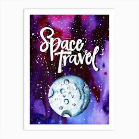 Space Travel — Space Neon Watercolor #9 Art Print