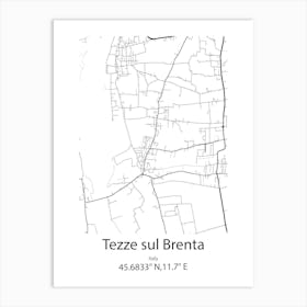 Tezze Sul Brenta,Italy Minimalist Map Poster