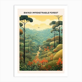 Bwindi Impenetrable Forest Midcentury Travel Poster Art Print