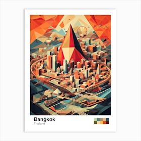 Bangkok, Thailand, Geometric Illustration 3 Poster Art Print