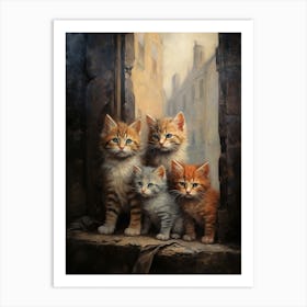 Cute Cats On A Medieval Street Art Print