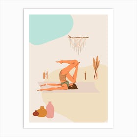 Yoga Pose. Boho Yoga Girl — boho poster, boho wall art Art Print