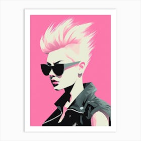 Pink Punk Revolution: Minimalist Expression Art Print