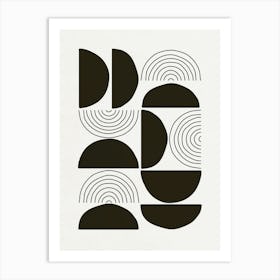 Shapes and Lines - Black 06 Art Print