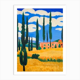 Cypresses In The Field Art Print