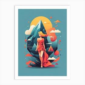 Woman In A Red Dress Art Print