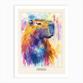 Capybara Colourful Watercolour 4 Poster Art Print