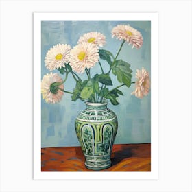 Flowers In A Vase Still Life Painting Chrysanthemum 2 Art Print
