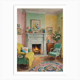 Cosy Cottage Fireplace Art Print