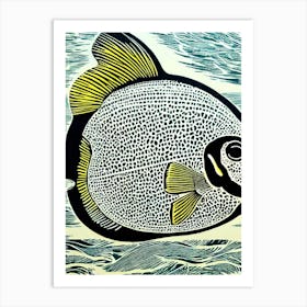Angelfish Linocut Art Print