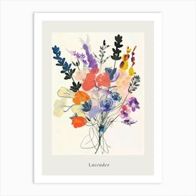 Lavender 1 Collage Flower Bouquet Poster Art Print