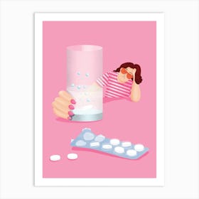 Morning After The Night Before Hangover Pink Art Print