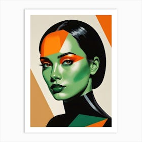 Geometric Woman Portrait Pop Art (34) Art Print