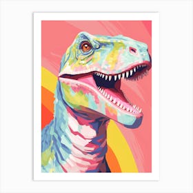 Colourful Dinosaur Velociraptor 1 Art Print