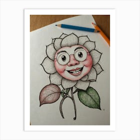 Flower With Glasses Art Print