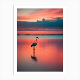 Sunset Flamingo Art Print