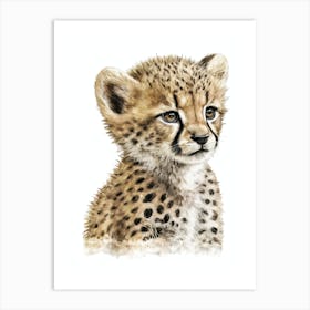 Baby Cheetah Watercolor Painting Portrait Art Print