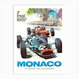 1967 Monaco Grand Prix Racing Poster Art Print