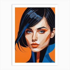 Geometric Fashion Woman Portrait Pop Art Orange (29) Art Print
