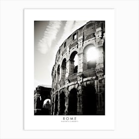 Poster Of Rome, Black And White Analogue Photograph 2 Art Print