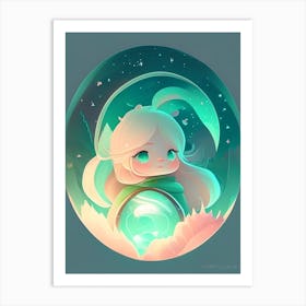 Aurora Kawaii Kids Space Art Print