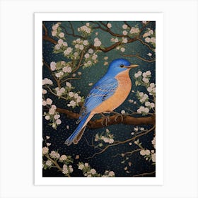 Ohara Koson Inspired Bird Painting Eastern Bluebird 4 Art Print