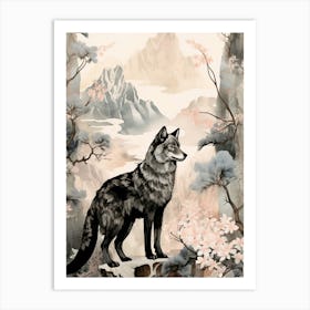 Himalayan Wolf Vintage Japanese 6 Art Print