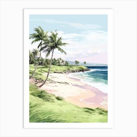 A Sketch Of Anakena Beach, Easter Island Chile 1 Art Print