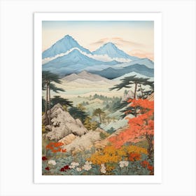 Chugoku Mountains In Multiple Prefectures, Ukiyo E Drawing 3 Art Print