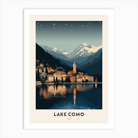 Winter Night  Travel Poster Lake Como Italy 1 Art Print