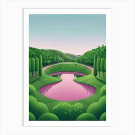 Pink Pond In The Forest Art Print