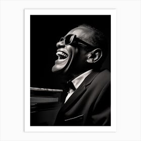 Black And White Photograph Of Ray Charles 3 Art Print