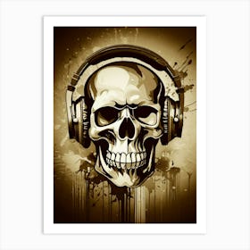 Skull With Headphones 85 Art Print