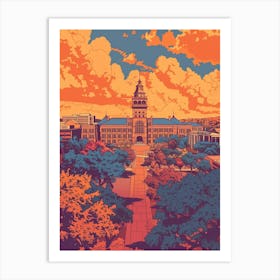 Duotone Illustration The University Of Austin Texas 4 Art Print