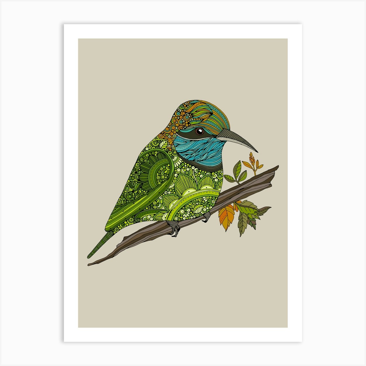 Paulo The Asian Green Bee Eater Art Print by Valentina Harper